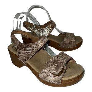Dansko Sonnet Tan Snakeskin Leather Sandals